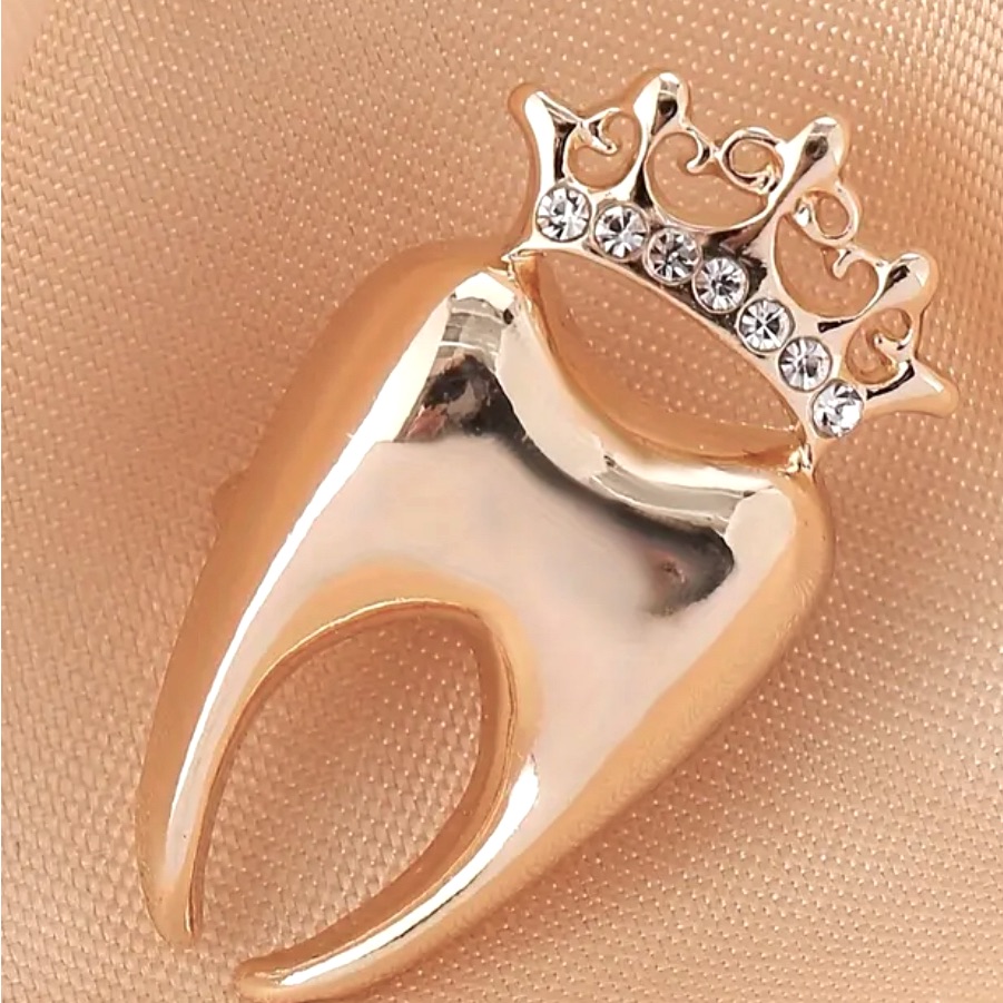 Unique Crown Tooth Rhinestone Brooch - Sparkling Shiny Inlaid, Simple, Elegant